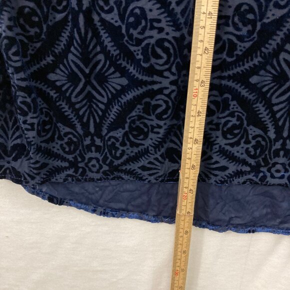New Hillary Scott La Bellum size XL Navy Velvet Burnt-out Stretch Midi Dress - Picture 6 of 12
